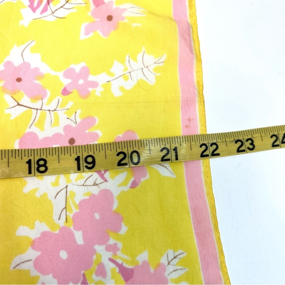 Vintage Vera Neumann Yellow Pink Floral Scarf - Picture 6 of 11